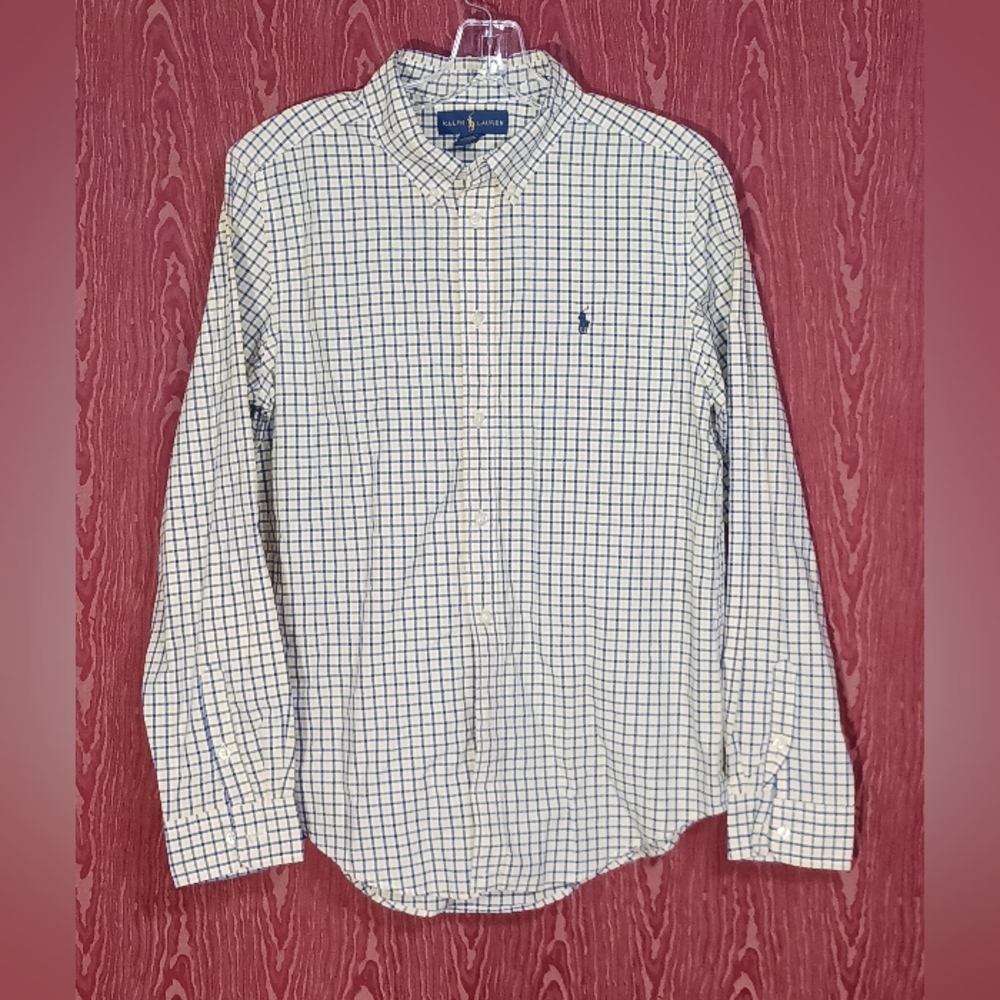 RALPH LAUREN Yellow Long Sleeve Button Collared Casual Shirt Men's Size XL 18-20